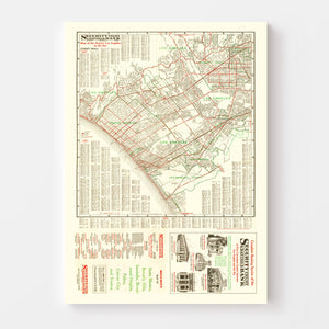 Vintage Map of Los Angeles, California 1926