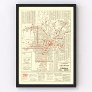 Vintage Map of Los Angeles, California 1914