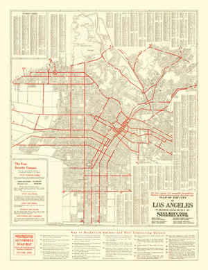 Vintage Map of Los Angeles, California 1914