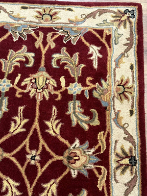 Small Floral Wool Rug 3x5, Safavieh Heritage Collection, Dark Red, Pair B