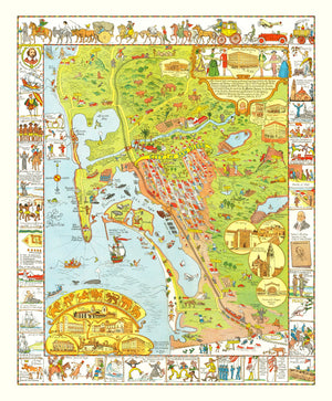 Vintage Map of San Diego, California 1928