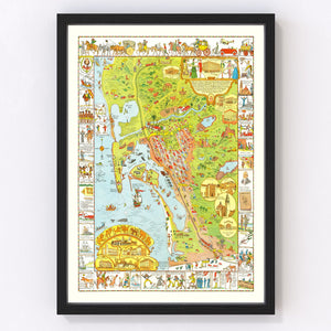 Vintage Map of San Diego, California 1928