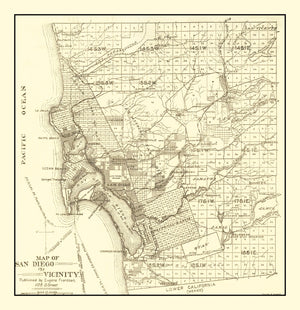Vintage Map of San Diego, California 1895
