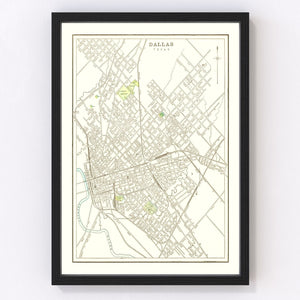 Vintage Map of Dallas, Texas 1893