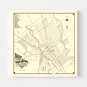 Vintage Map of San Jose, California 1872