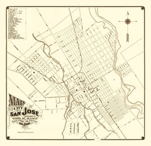Vintage Map of San Jose, California 1872