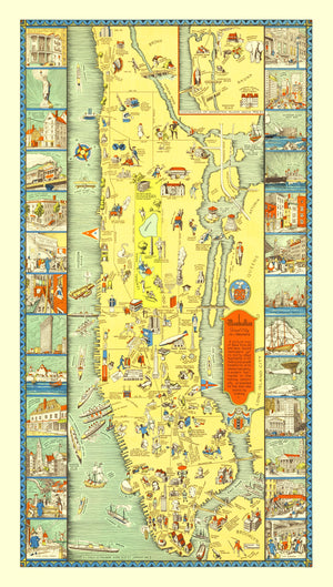 Vintage Map of Manhattan, New York 1933