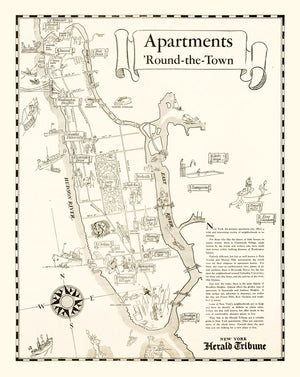 Vintage Map of Manhattan, New York 1935