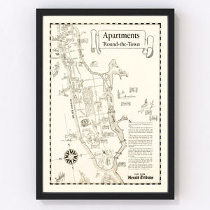 Vintage Map of Manhattan, New York 1935