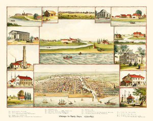Vintage Map of Chicago, Illinois 1893