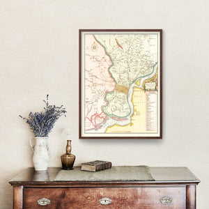 Vintage Map of Philadelphia, Pennsylvania 1753