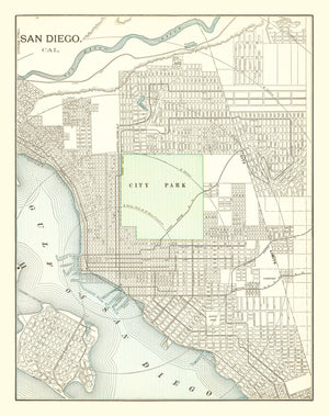 Vintage Map of San Diego, California 1912