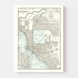 Vintage Map of San Diego, California 1893