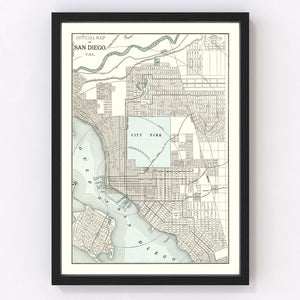 Vintage Map of San Diego, California 1893