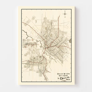 Vintage Map of Dallas, Texas 1925