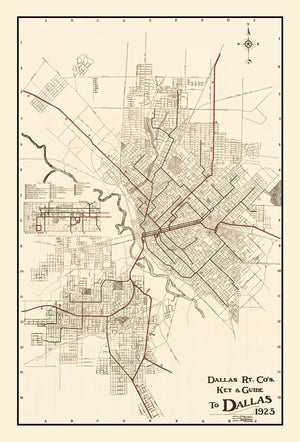 Vintage Map of Dallas, Texas 1925