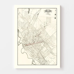 Vintage Map of Dallas, Texas 1901