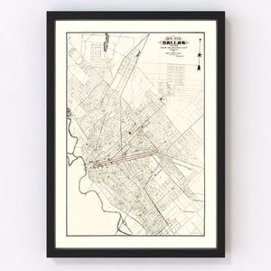 Vintage Map of Dallas, Texas 1901