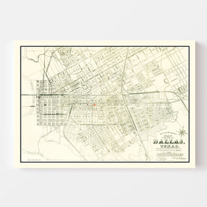 Vintage Map of Dallas, Texas 1882