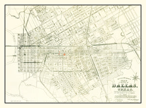 Vintage Map of Dallas, Texas 1882