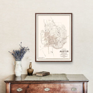 Vintage Map of Austin, Texas 1885
