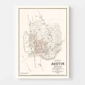 Vintage Map of Austin, Texas 1885