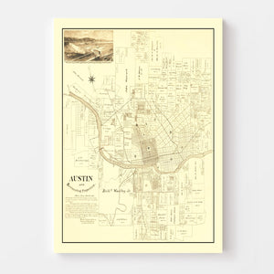 Vintage Map of Austin, Texas 1891
