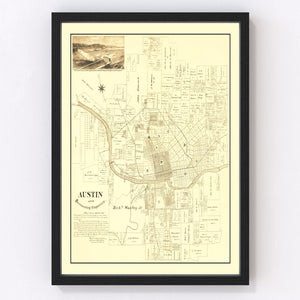 Vintage Map of Austin, Texas 1891