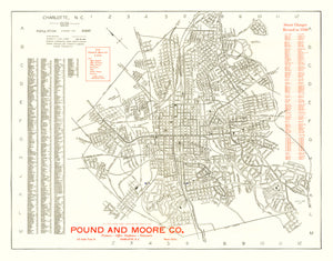 Vintage Map of Charlotte, North Carolina 1930