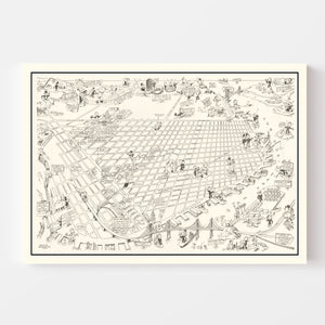 Vintage Map of San Francisco, California 1945