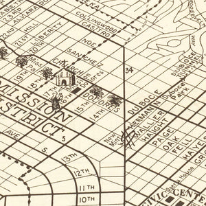 Vintage Map of San Francisco, California 1939