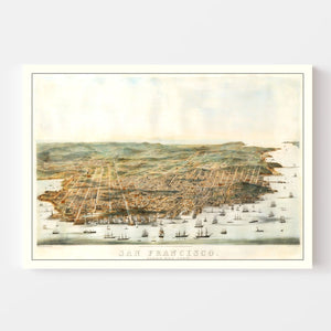 Vintage Map of San Francisco, California 1864