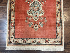 Persian Tabriz Runner Rug 3 x 12, Open Field, Terracotta