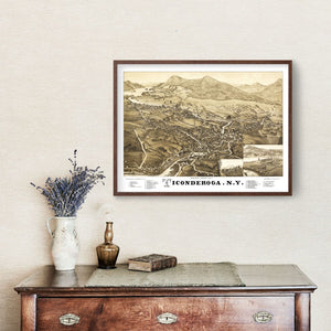 Vintage Map of Ticonderoga, New York 1884