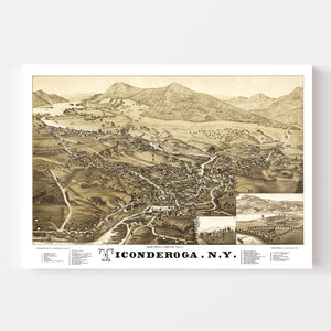 Vintage Map of Ticonderoga, New York 1884