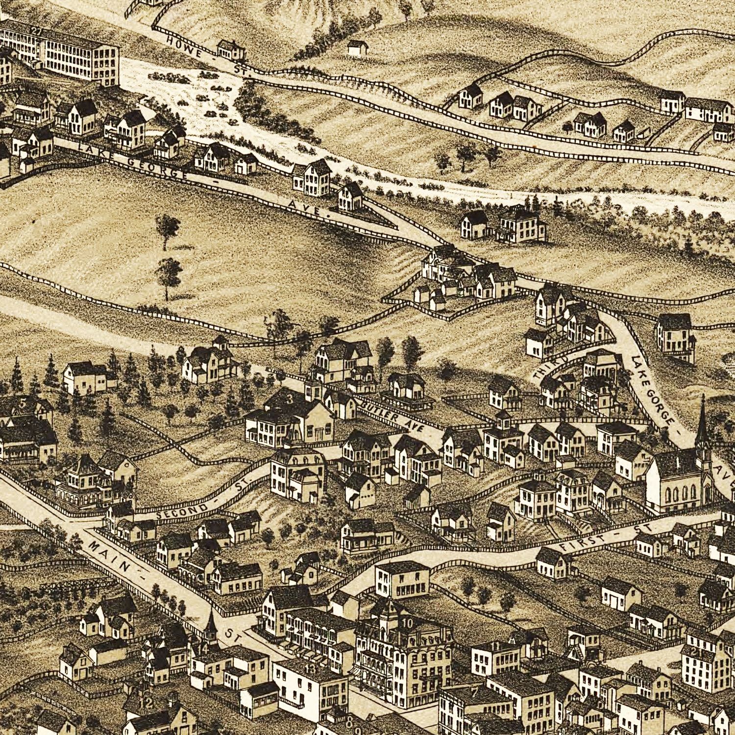 Vintage Map of Ticonderoga, New York 1884