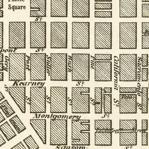 Vintage Map of San Francisco, California 1852