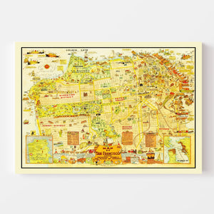 Vintage Map of San Francisco, California 1927
