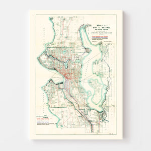 Vintage Map of Seattle, Washington 1911