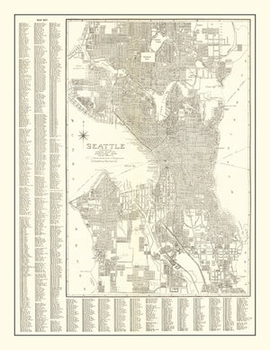 Vintage Map of Seattle, Washington 1920