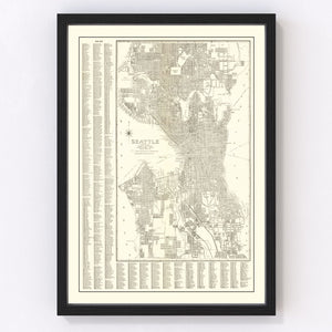 Vintage Map of Seattle, Washington 1920