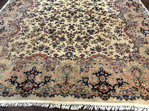 Antique Karastan Rug 8.8 x 12 Lanamar Floral Ivory Kirman Wool Discontinued
