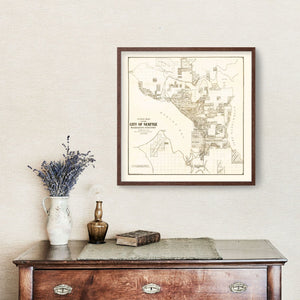 Vintage Map of Seattle, Washington 1887