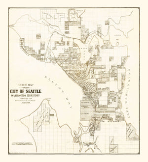 Vintage Map of Seattle, Washington 1887