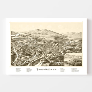 Vintage Map of Ticonderoga, New York 1891