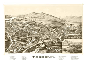 Vintage Map of Ticonderoga, New York 1891