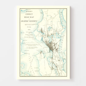 Vintage Map of Seattle, Washington 1894