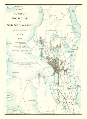 Vintage Map of Seattle, Washington 1894