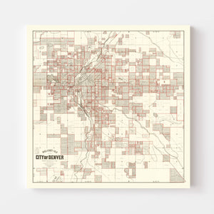Vintage Map of Denver, Colorado 1890
