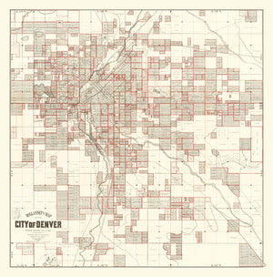 Vintage Map of Denver, Colorado 1890